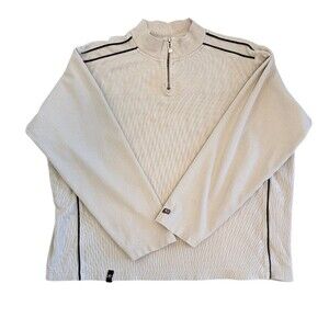 Vintage POINT ZERO 90s Sweater Mock Neck 1/4 Zip Streetwear Beige Men's Large